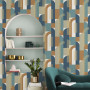 Mixture of blue, green, brown & white create an eye-catching wallpaper