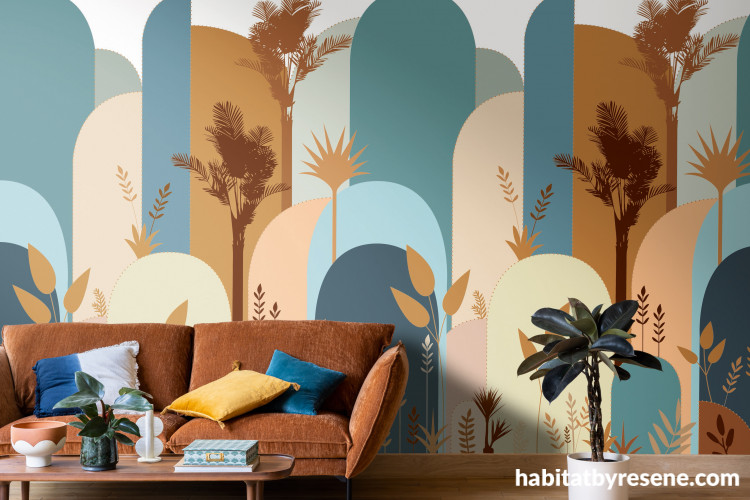 Wallpaper brings tropical vibe to living space