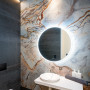 Luxurious bathroom drenched in moody tones