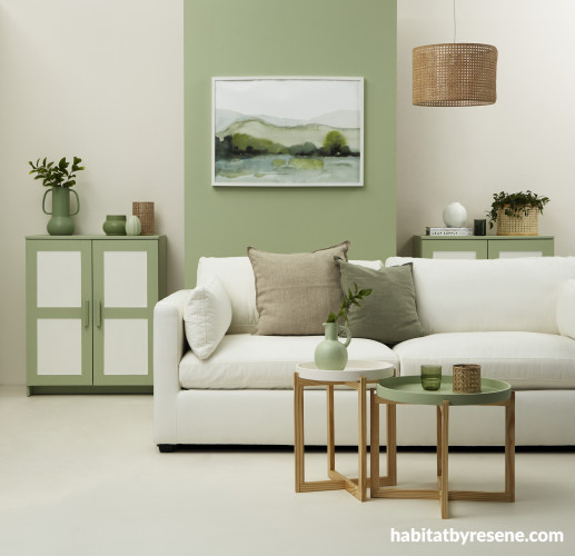 Inviting white sofa in cozy lounge 