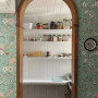 kitchen, floral wallpaper, vintage