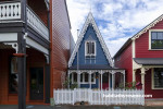 exterior, vintage house, blue house