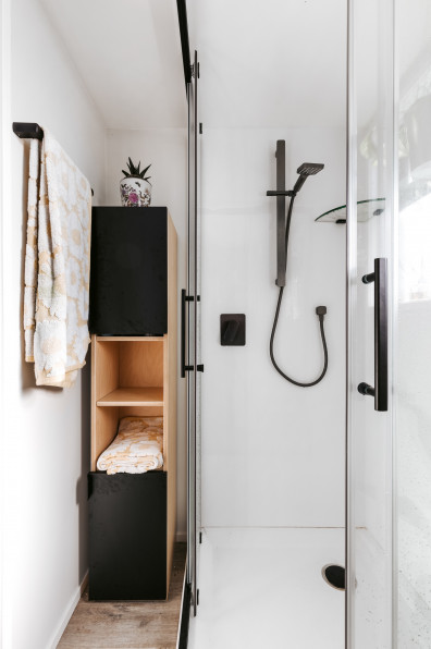 The winner of Tiny House of the Year is dark and delightful in Resene Half Nocturnal The winner of Tiny House of the Year is dark and delightful in Resene Half Nocturnal