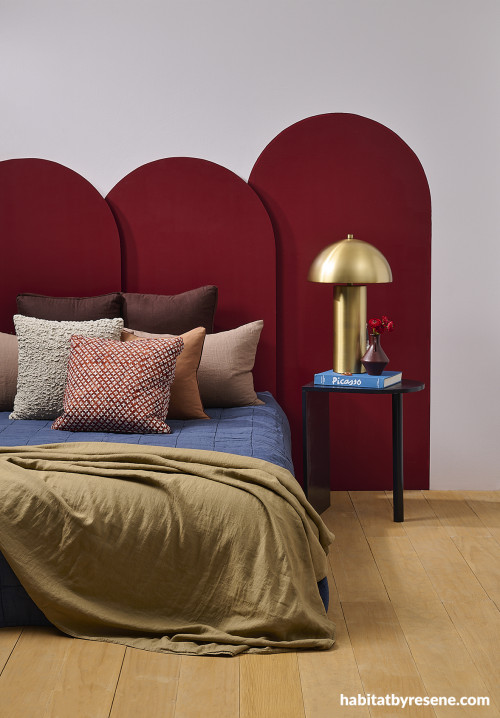 bedroom, cosy, deep red, wine red