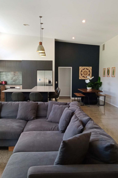 An empty Feilding paddock becomes a family home with an inspired moody dark grey colour palette including Resene Blue Charcoal and Resene Crowshead