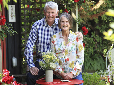 An enchanting cottage garden with a cute-as-a-button Shepherd's Hut An enchanting cottage garden with a cute-as-a-button Shepherd's Hut