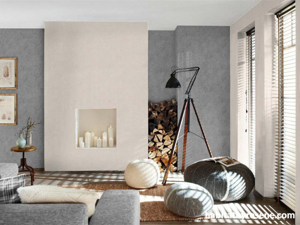 Contemporary meets cosy lodge in this living room, with Resene Wallpaper Collection 423204RB adding texture to the space.  