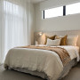 Bedroom, earthy-toned bedroom, bedroom featuring Resene Half Truffle