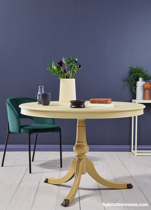 Dining room, purple dining room, dining room featuring Resene Revolver