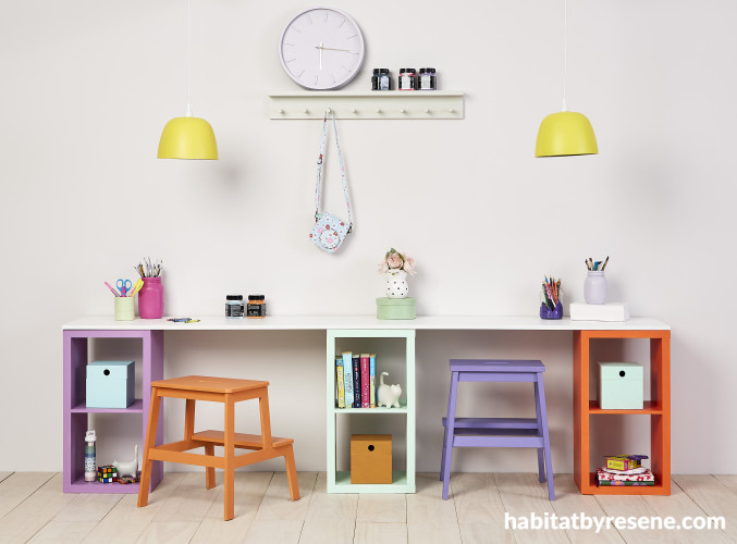 Kids space featuring bright Resene colours