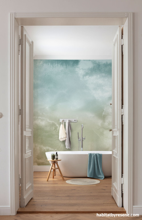 Bathroom featuring Resene Wallpaper Collection IF4-053