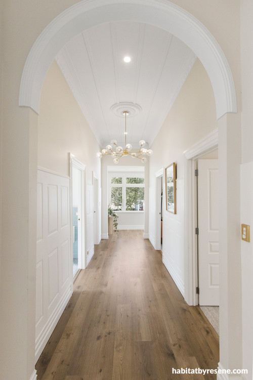 Hallway painted in Resene Eighth Thorndon Cream