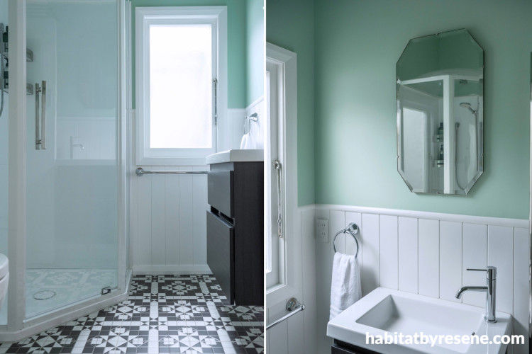 Bathroom featuring walls in Resene Gum Leaf
