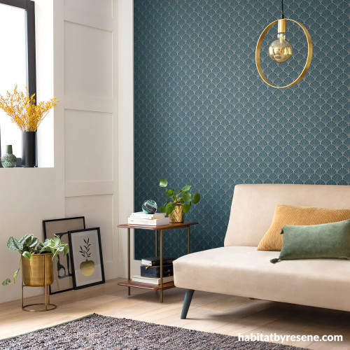 Living room featuring Resene Golden Age Wallpaper Collection 103826217