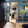 Kitchen, dark grey kitchen with wooden floor, grey kitchen featuring Resene Innocence