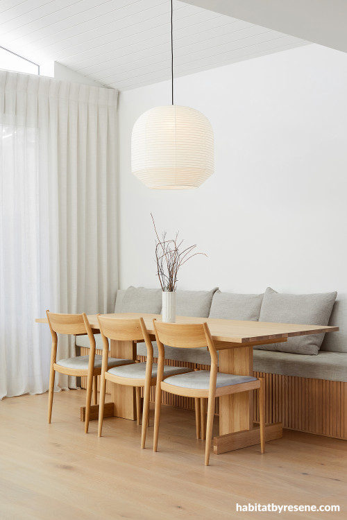 Dining area painted in white