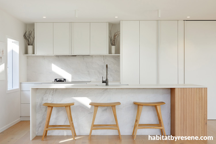 White kitchen painted in Resene Black White