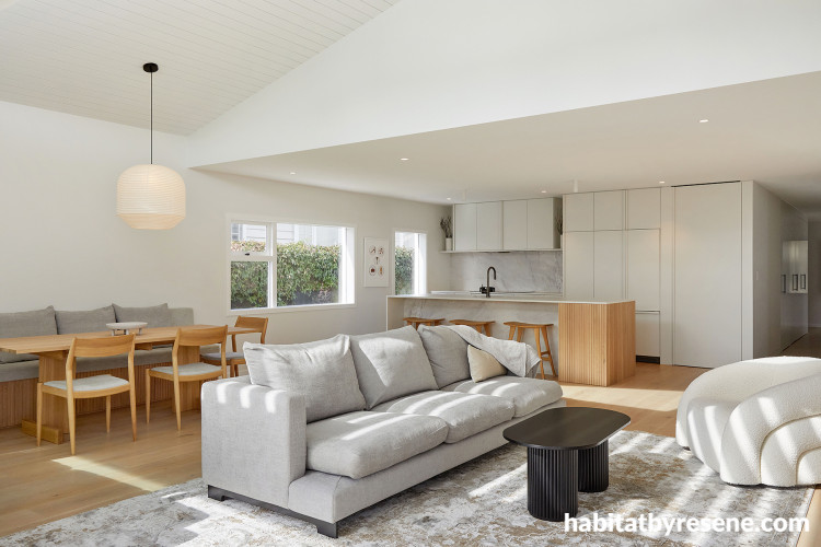 Neutral white living area painted in Resene Black White