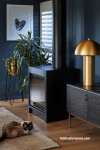 Deep blue living room painted in Resene Coast