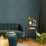Deep teal living room featuring Resene Wallpaper
