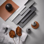 Grey moodboard with burnt orange accent colours