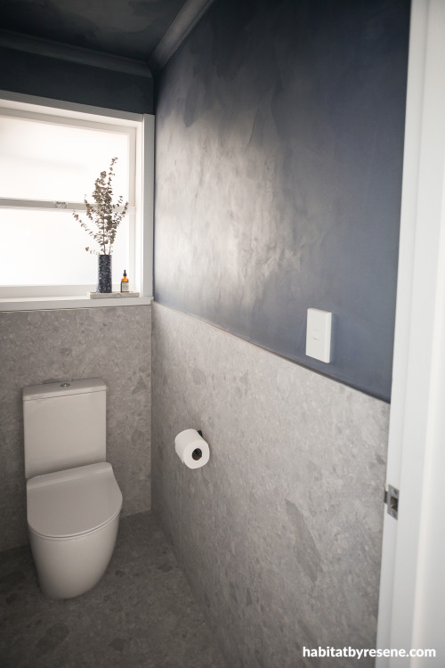 Toilet, water closet, toilet featuring Resene Gunmetal