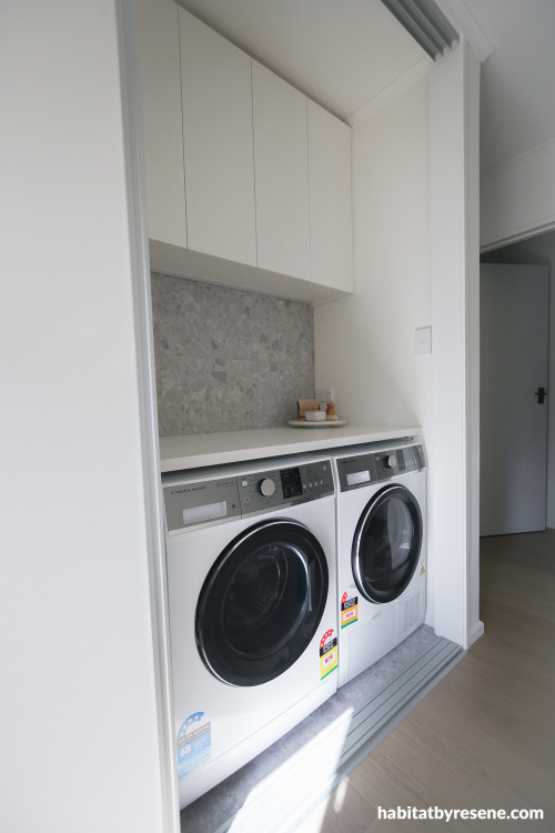 Laundry, white laundry, laundry featuring Resene Quarter Bianca