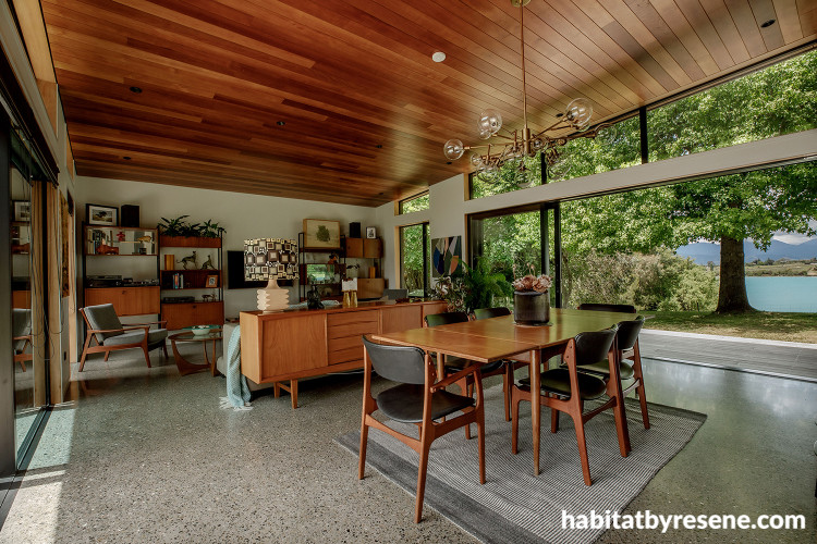 Living and dining room featuring Resene Black Haze
