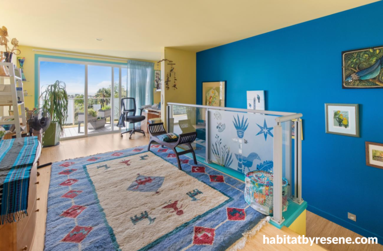 Bold blue living room