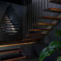 Staircase walls painted in black Resene Element