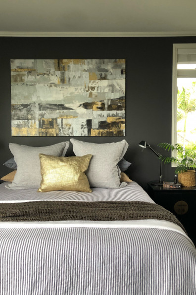 The perfect neutrals: This seaside home is anchored by a simple but stunning grey palette