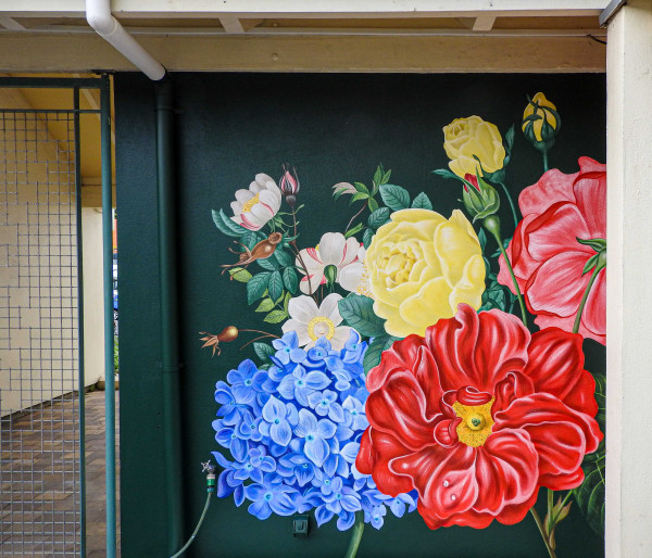 vintageflorals1 christiewright1 Christie Wright flower mural Faraday Centre