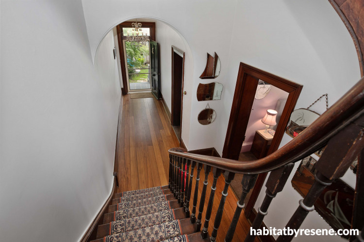 Heritage home staircase and hall Resene Double Sea Fog