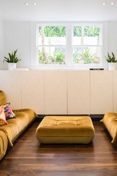 Makeup artist gives her villa a character makeover with bold pops of colour including blush pink