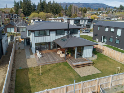 This icy shade of blue helps this new build blend into the Wanaka landscape This icy shade of blue helps this new build blend into the Wanaka landscape