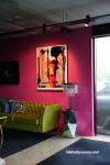 Living room, magenta living room, bold pink living room