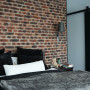 Industrial-chic bedroom, industrial-chic bedroom featuring brick and Resene Double Cod Grey