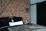 Industrial-chic bedroom, industrial-chic bedroom featuring brick and Resene Double Cod Grey