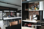 Industrial-chic kitchen featuring Resene Black White ceiling