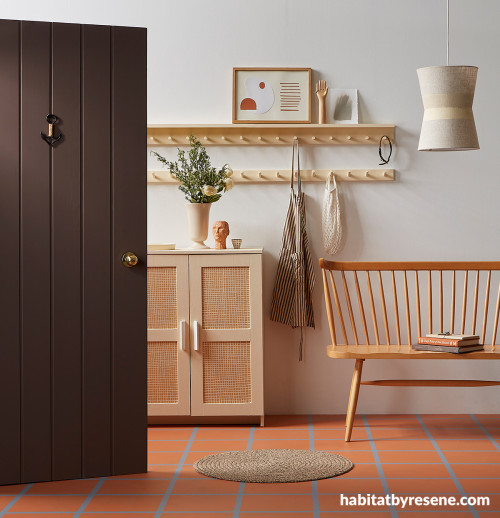 Entranceway, entryway featuring Resene Eighth Pearl Lusta