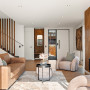 Living room, neutral and timber living room, living room featuring Resene Rice Cake