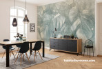 Dining area, dining area featuring nature-inspired Resene wallpaper