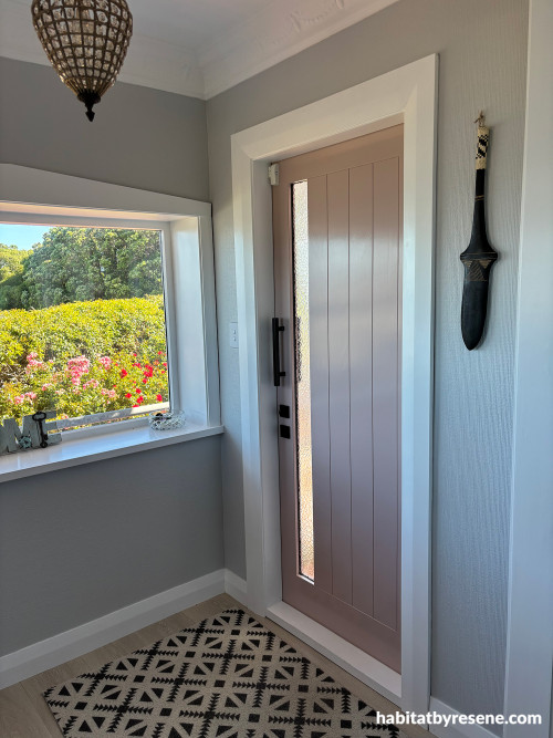 Front door, front door painted in Resene Soul Searcher