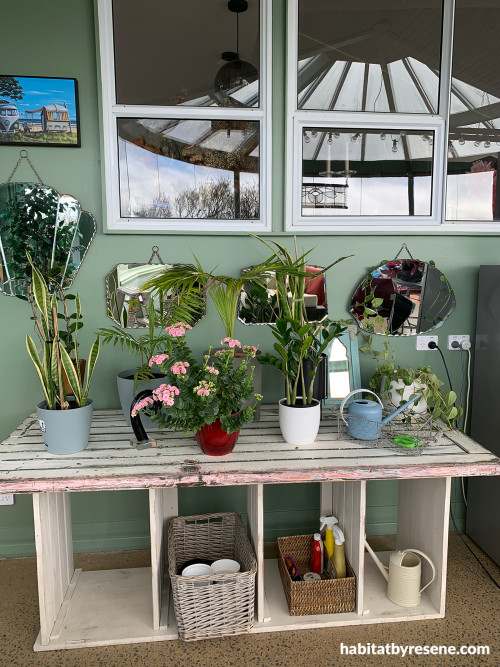 Conservatory, green conservatory, conservatory featuring Resene Xanadu