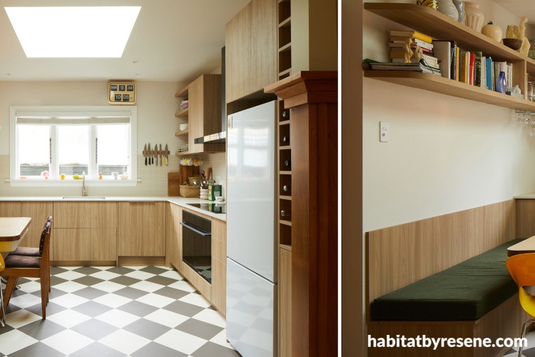 Kitchen and dining space featuring warm white Resene Rice Cake