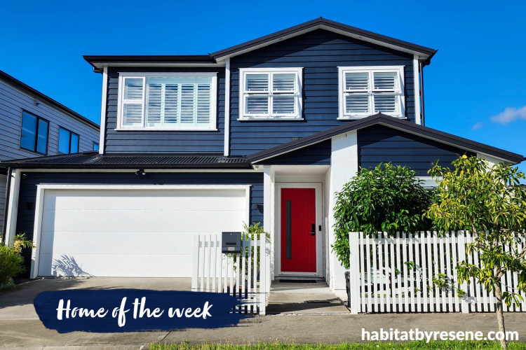 Dark blue house exterior