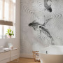 Bathroom featuring Resene statement wallpaper