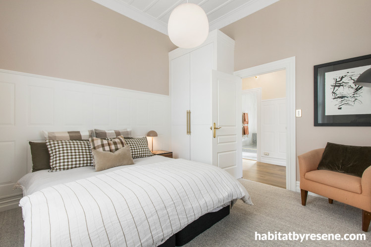 Bedroom, neutral bedroom, white bedroom, bedroom featuring Resene Alpaca