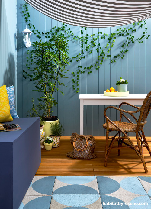 Hampton's inspired outdoor area featuring Resene Woodsman 