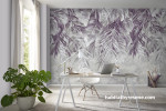 Neutral room featuring Resene nature-inspired wallpaper, neutral office